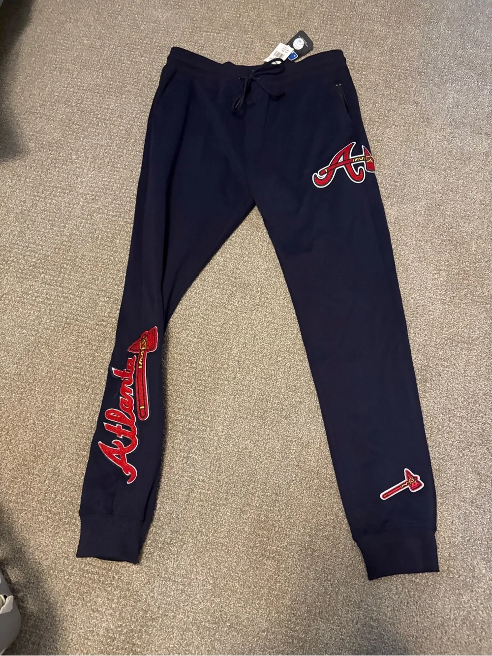 Men's Navy Script Logo Joggers with Drawstring Waist